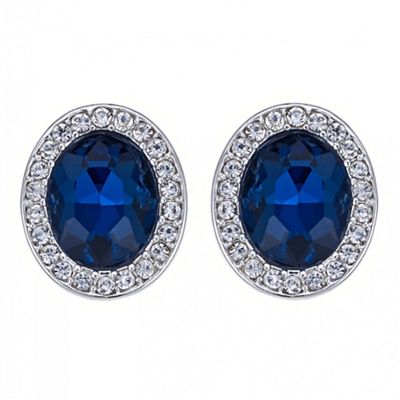 Blue crystal oval stud earring